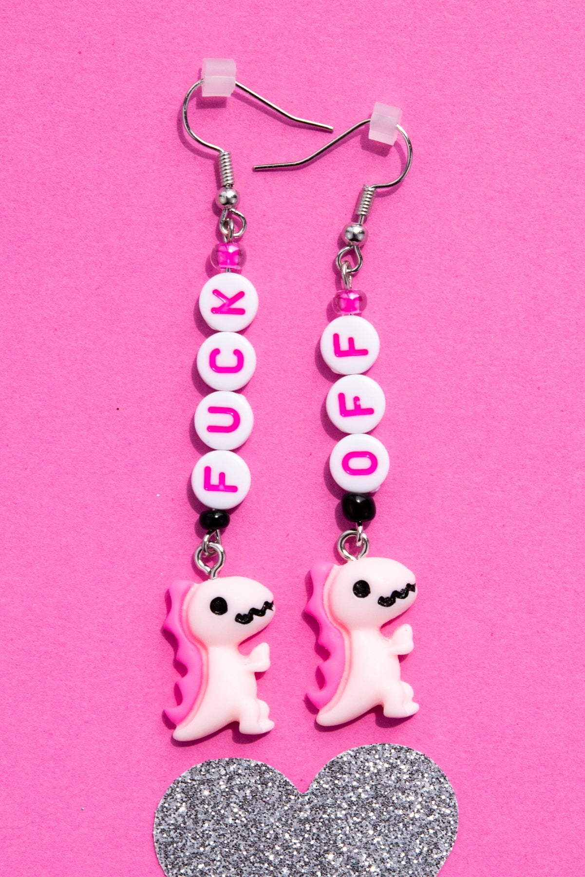 Fuck Off Earrings - Dino Charms