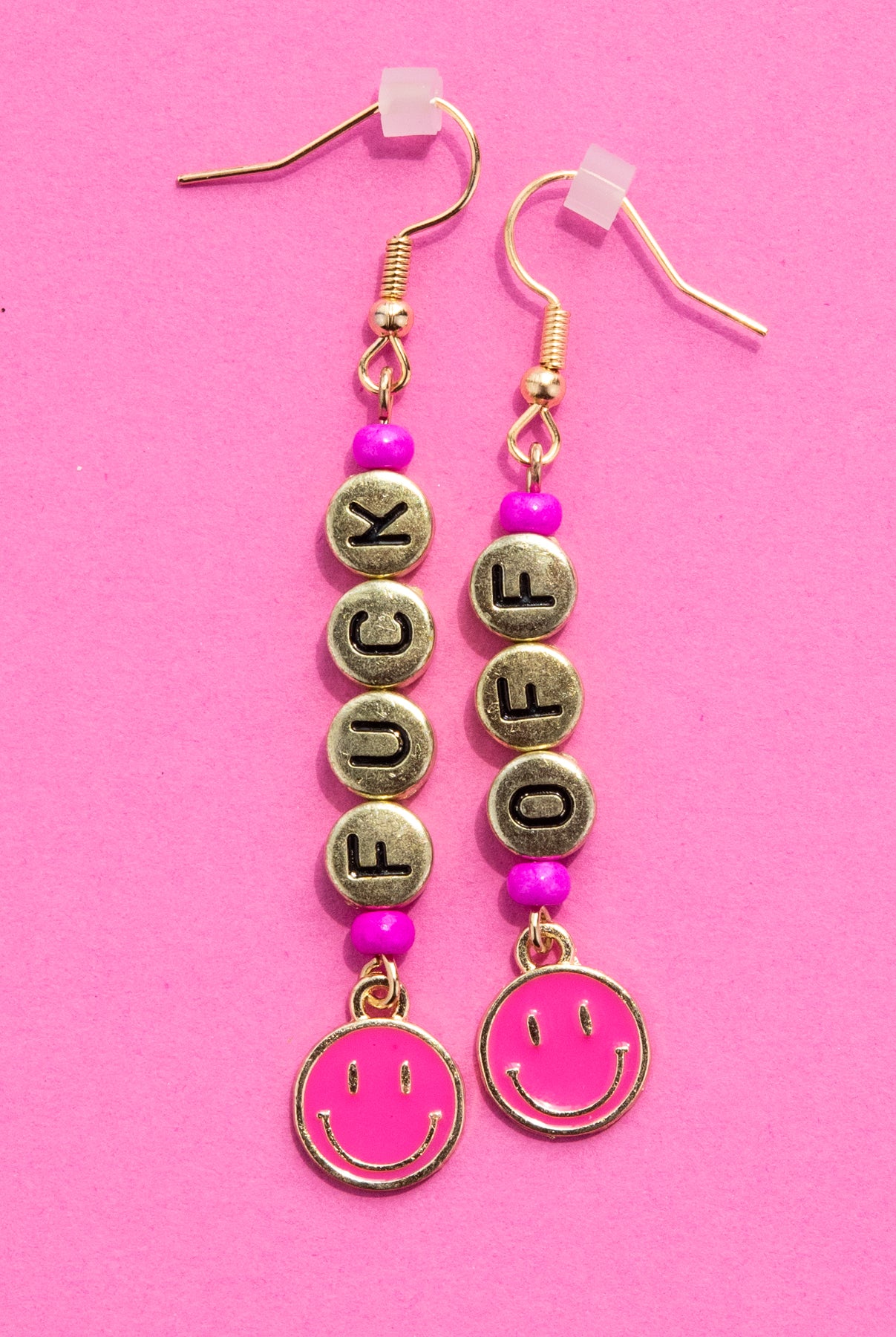 Fuck Off Earrings - Smiley Face Charms