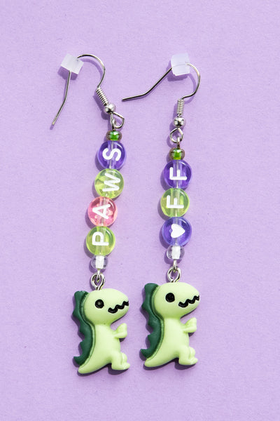 Paws Off Earrings - Dino Charms
