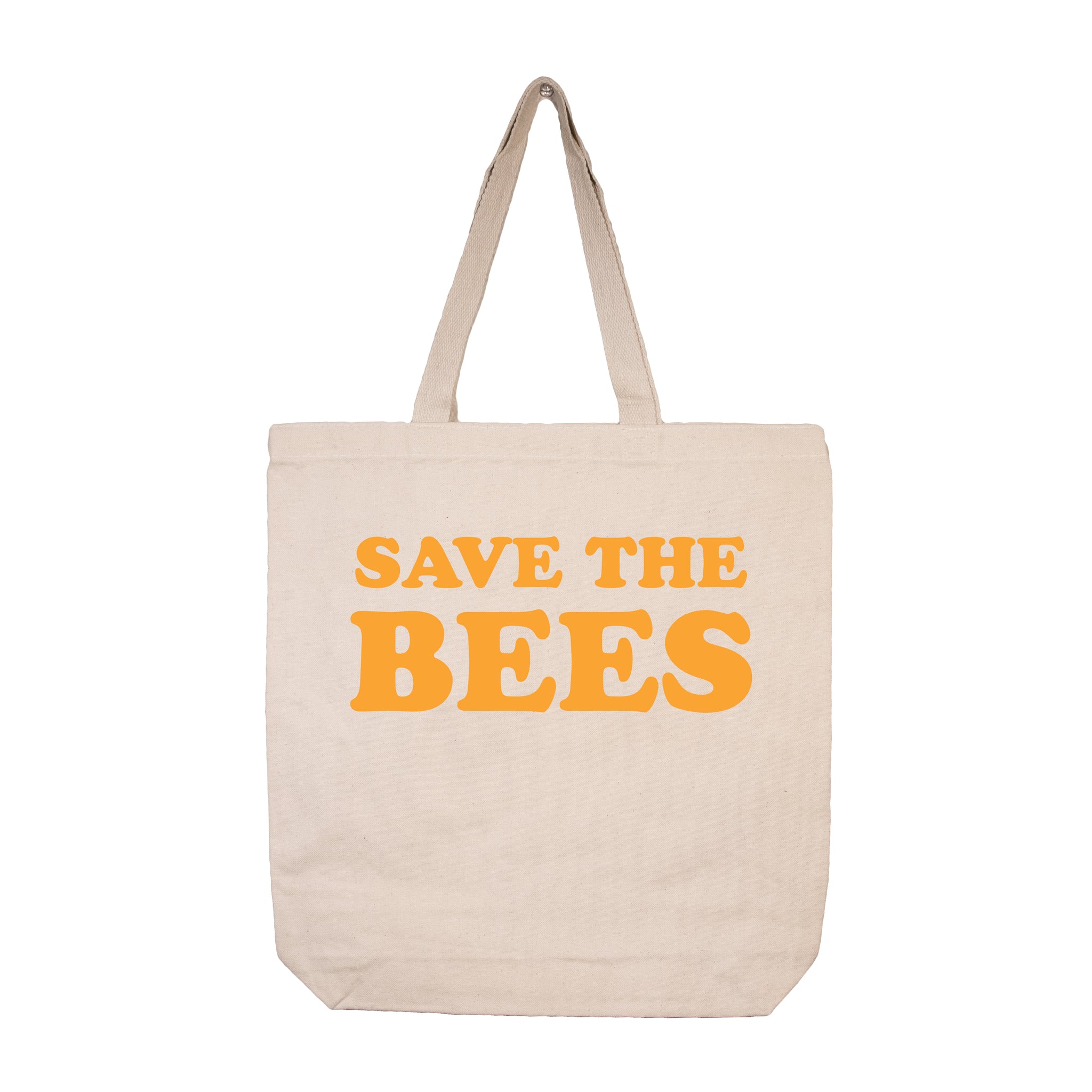 Save The Bees Tan Canvas Tote Bag with Yellow/Gold Lettering #SaveTheBees